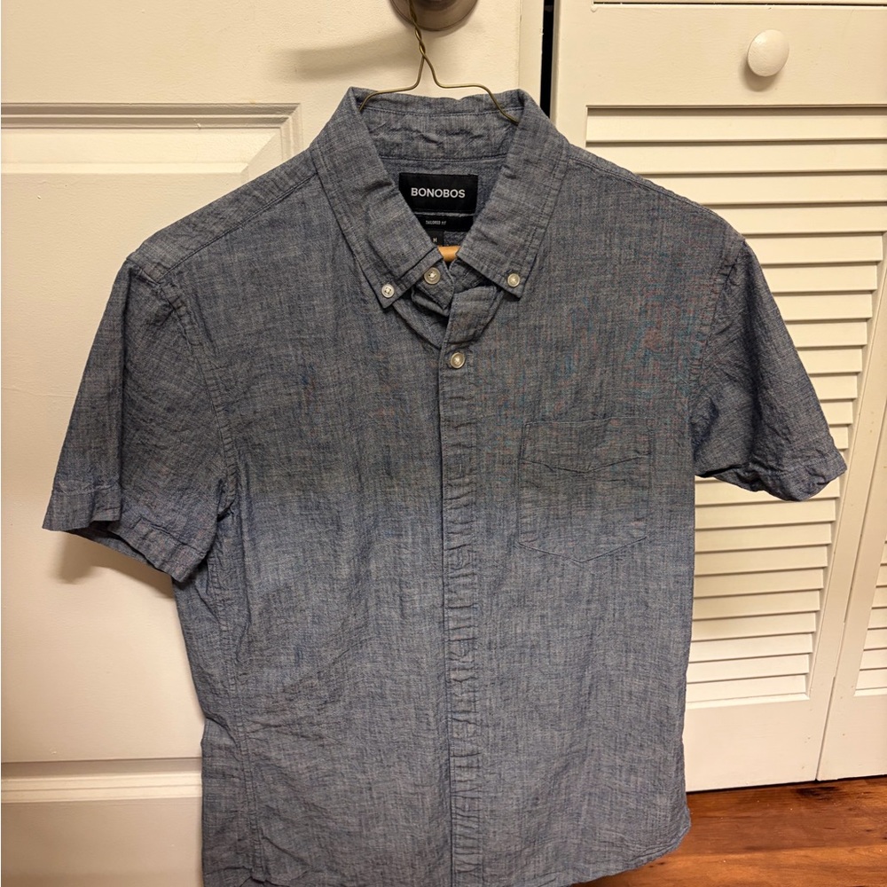 Bonobos Chambray Blue Casual Shirt size M tailored fit